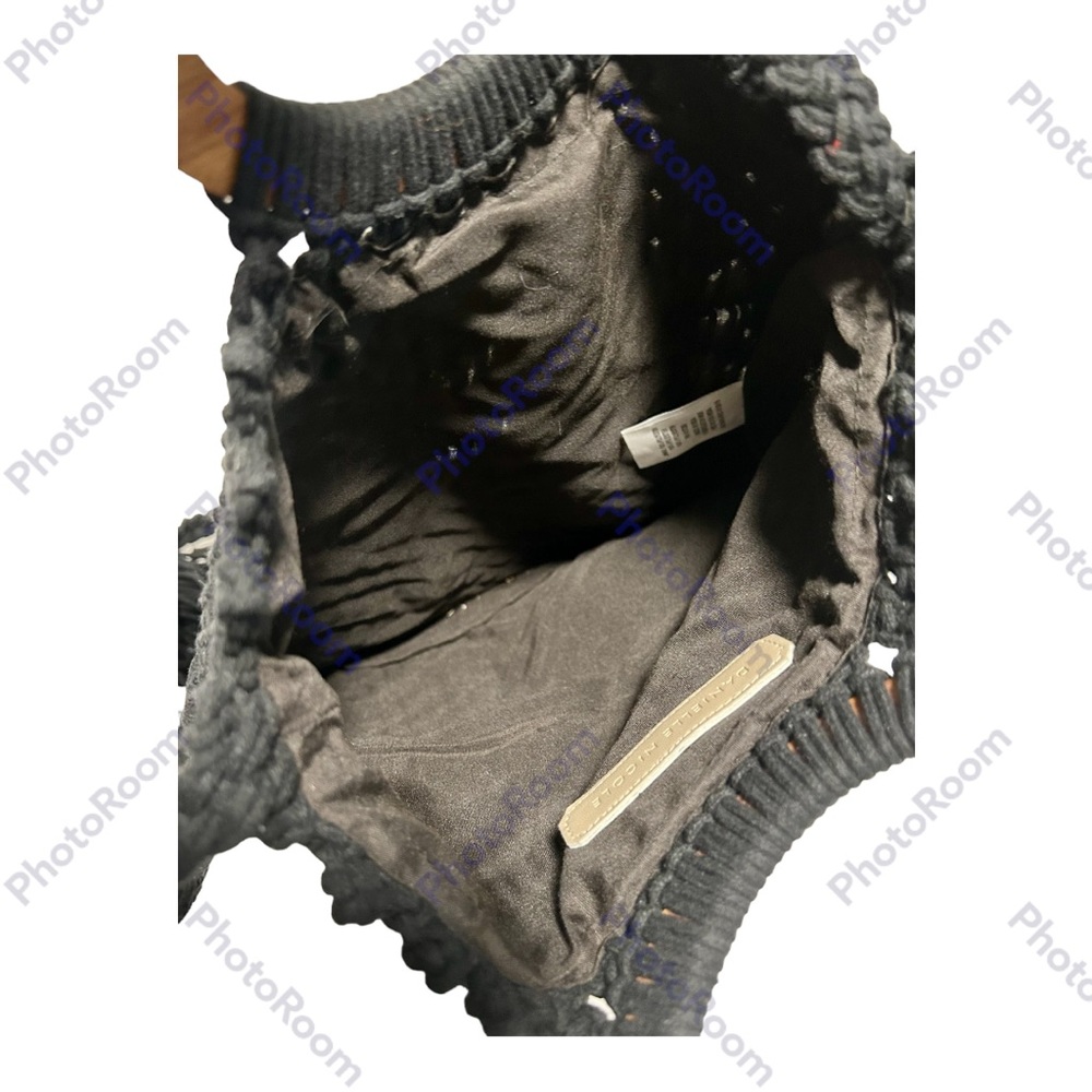 Danielle Nicole Macrame Fringe Purse Black Boho W… - image 4